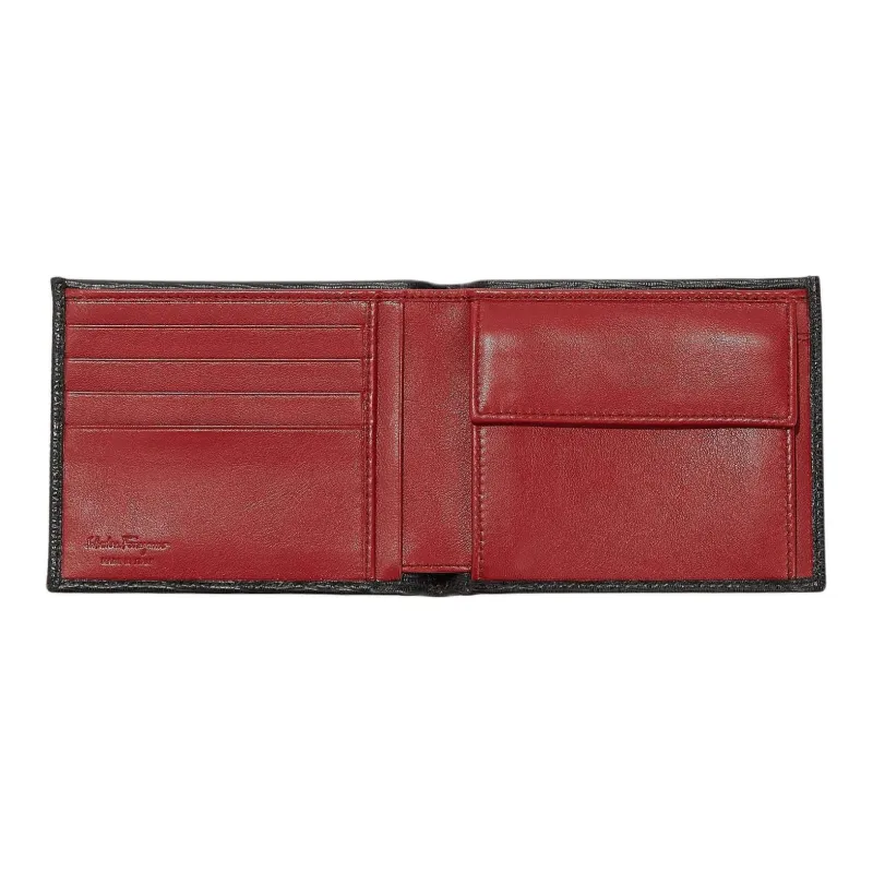FERRAGAMO GANCINI Calfskin Wallet Men's Black-2
