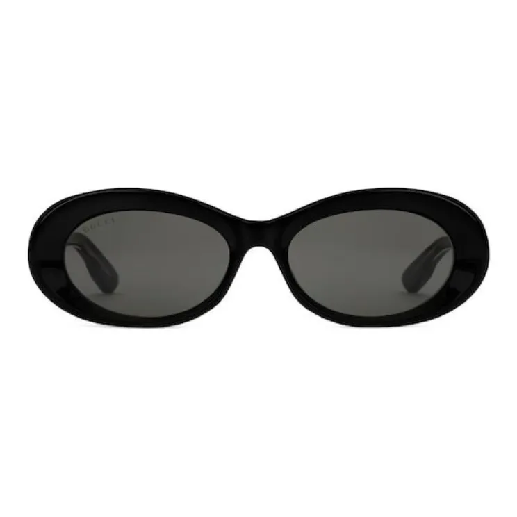 GUCCI Acetate Metal Enamel Oval Sunglasses Women's Black-0