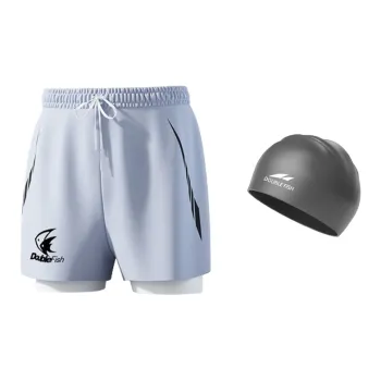 DOUBLEFISH Swimming Sets Polyester Elastane Silicone Pool Training Beach Sports Men's Haze Gray