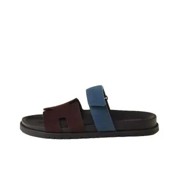 HERMES Chypre Slide Slippers Men's Burgundy