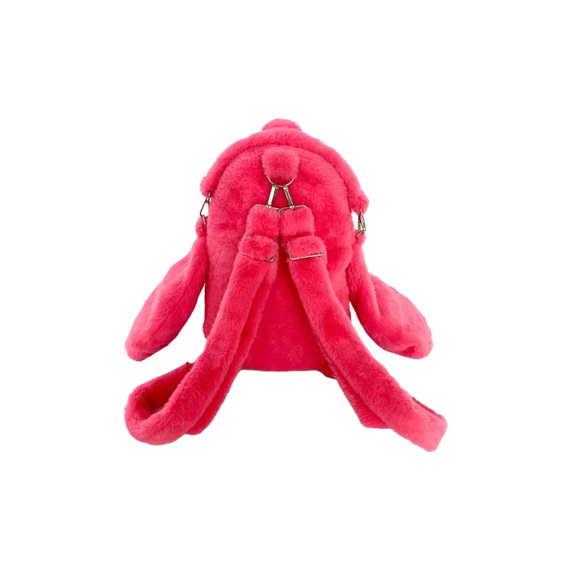 FEILIXDOGGY Faux Rabbit Fur Backpack Regular Women's Pink-1