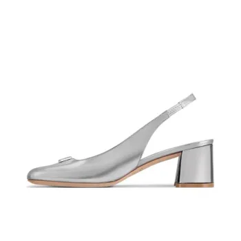 LOUIS VUITTON Swing Spool Heel High Heels 5.5cm Women's Silver