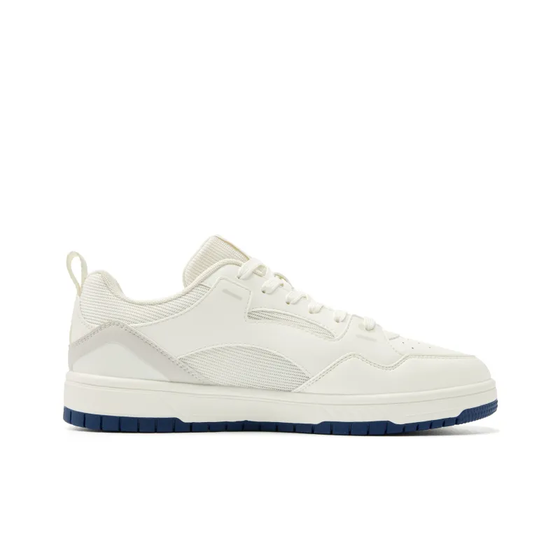 QIAODAN Anti Slip And Wear Resistant Breathable Low Top Skateboard Shoes Men's White Blue-1
