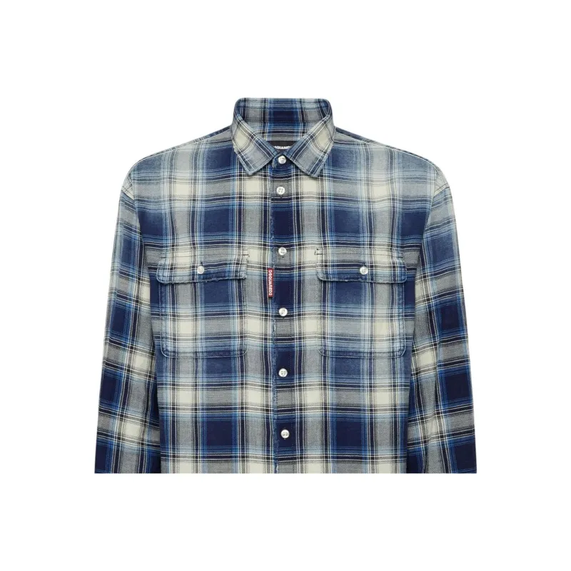 DSQUARED 2 Checked Dropped Shoulder Shirt-3