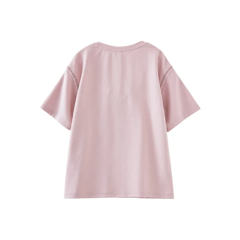 OUNIXUE T Shirts Women's Pink-1