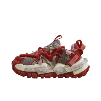 DEVIL AND ANGEL Anti Slip And Wear Resistant Height Increasing Low Top Chunky Sneakers Men's Red Gray