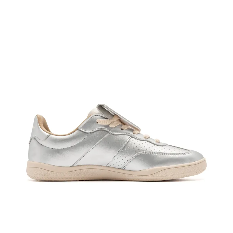 QIAODAN Wave German Army Trainers Anti Slip And Wear Resistant Water Resistant Low Top Skateboard Shoes Women's Silver-1