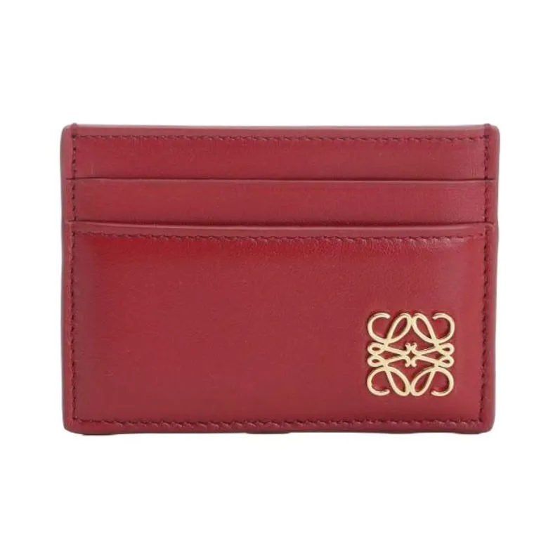 LOEWE Nappa Sheep Leather Card Holder Women's Red-0