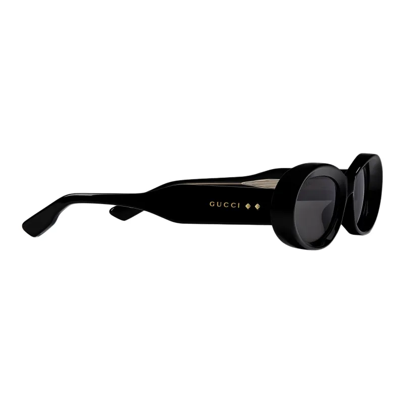 GUCCI Acetate Metal Enamel Oval Sunglasses Women's Black-1