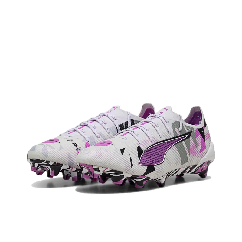 PUMA Ultra 5 FG Rubber Long Studs Anti Slip Wear Resistant Soccer Shoes Men's Gray White-2