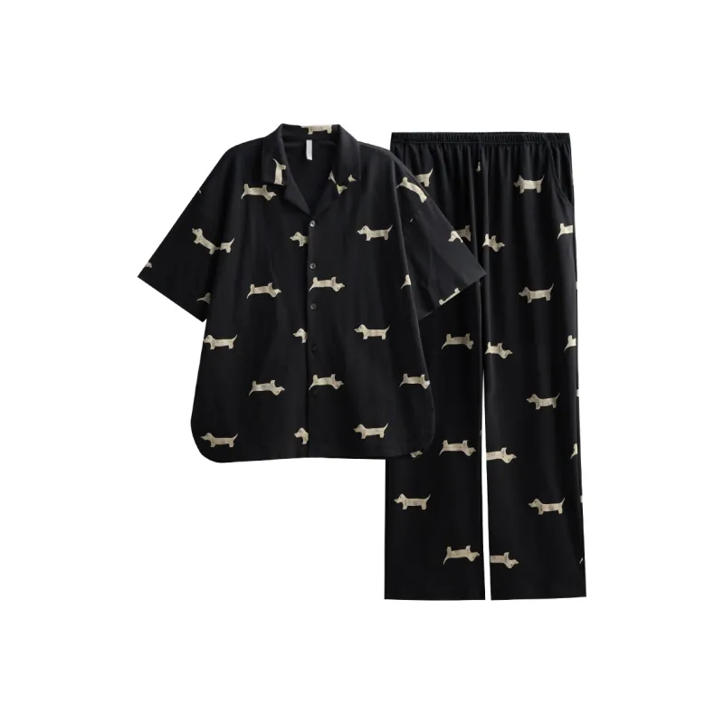 Same Language Pajama Set Men's Feather Black-0