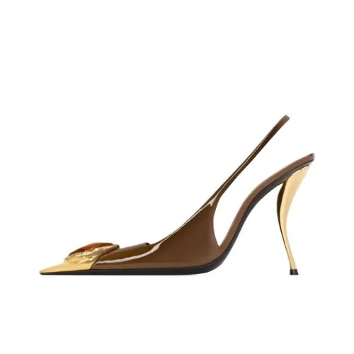 SAINT LAURENT LOULOU Slim Heel High Heels 11cm Women's Dark Brown