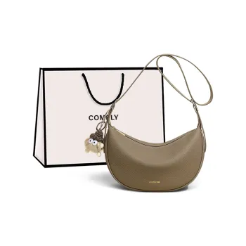 COMELY Cow Leather Shoulder Bag Crossbody Bag Women's Elephant Gray
