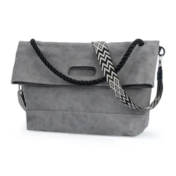TAKI Soft Comfortable Suede Material Fashion Commute Tote Crossbody Bag Shoulder Bag Regular Unisex Gray