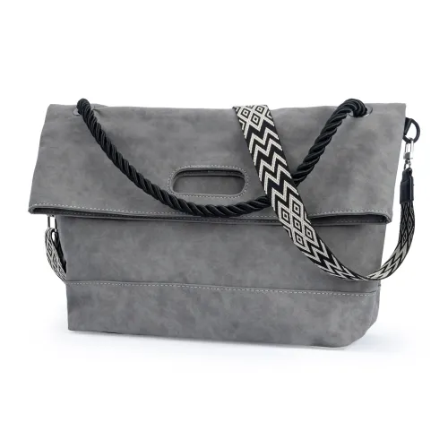 TAKI Soft Comfortable Suede Material Fashion Commute Tote Crossbody Bag Shoulder Bag Regular Unisex Gray