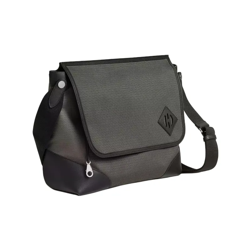HERMES Allback Bivouac Canvas And Swift Calfskin Canvas Bag Messenger Bag Shoulder Bag Crossbody Bag Men's Black-3