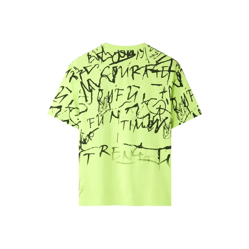 HLA Short Sleeved T Shirts Men's Neon Green Pattern 59-1