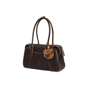 KUNOGIGI Cow Leather Shoulder Bag Large Size Women's Sandy Brown With A Brushstroke Effect