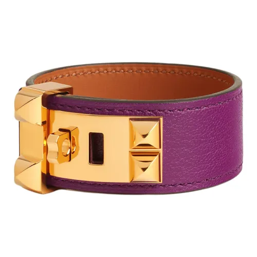 HERMES Goatskin Wristbands Women's Purple