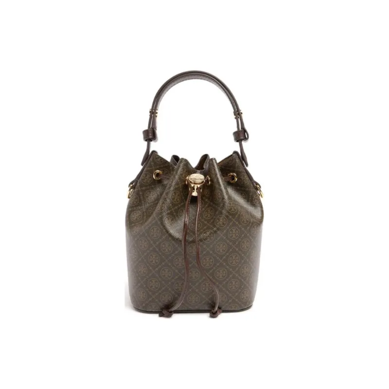 TORY BURCH T Monogram Coated Canvas Mini Bucket Bag French Press-0