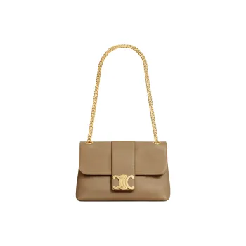 CELINE Victoire Calfskin Shoulder Bag Medium Size Women's Brown