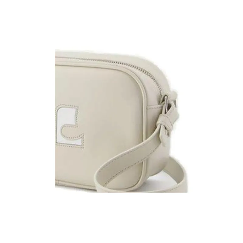 COURREGES Leather Shoulder Bag, Crossbody Bag Regular Women's Gray-3