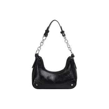 SEPTWOLVES PU Shoulder Bag Women's Black/Silver