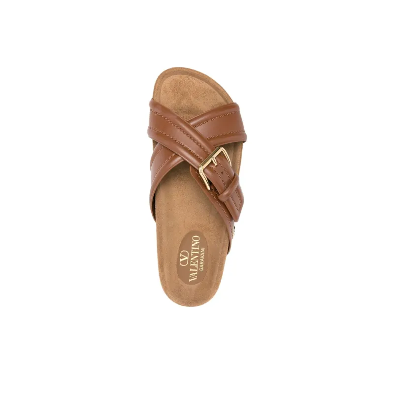 Valentino Rubber Sole Slip Resistant Slide Slippers Women's Brown-4