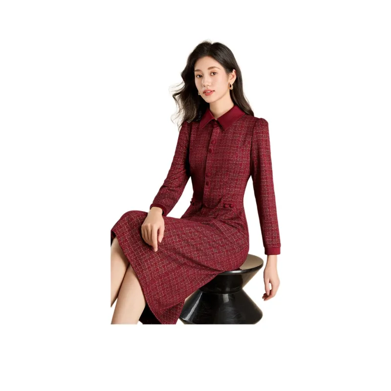 Mylan Long Sleeved Dresses Slim Fit Women's Red-0