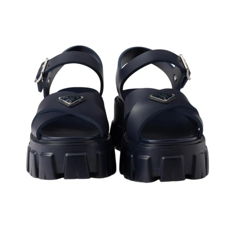 PRADA Monolith One Strap Sandals 5.5cm Women's Marine Blue-4