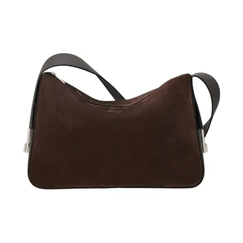 FERRAGAMO Textured Cow Leather Shoulder Bag Crossbody Bag Men's Dark Brown