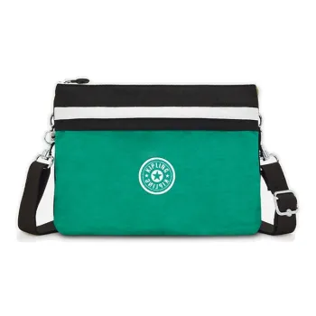 Kipling Polyamide Crossbody Bag Small Size Unisex White Black Green Patchwork
