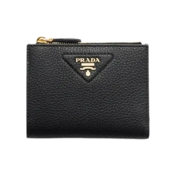 PRADA Leather Wallet Small Size Men's Black