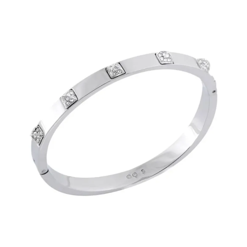 Swarovski Metal, Alloy, Rhodium Plated, Swarovski Crystal Bangles Unisex Silver-0