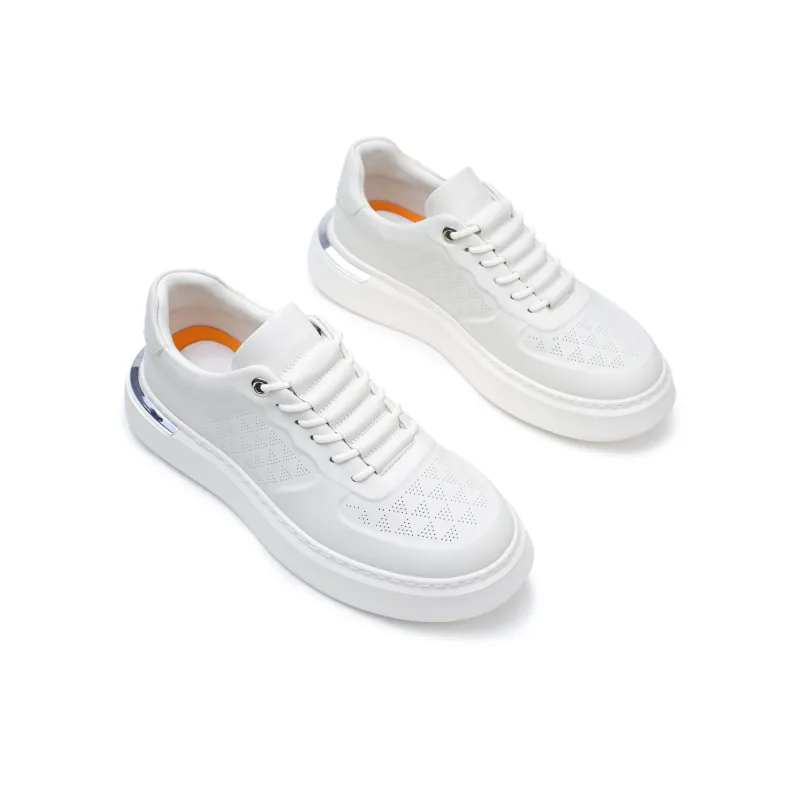 Rummaden Anti Slip Wear Resistant Lightweight Breathable Low Top Skateboard Shoes Men's White-3