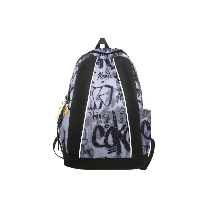 MOK Nylon Backpack Regular Unisex Black/Gray/Blue-8