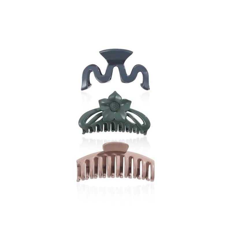 Yiru Acrylic Hair Clips Women's Milk Tea+Green+Blue-0