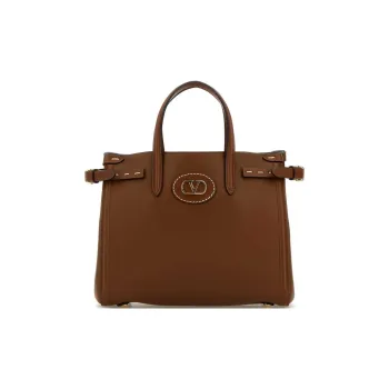 Valentino Calfskin Tote Bag, Shopping Bag, Shoulder Bag, Handbag Women's Brown
