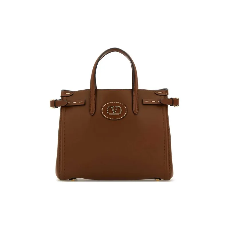 Valentino Calfskin Tote Bag, Shopping Bag, Shoulder Bag, Handbag Women's Brown-0