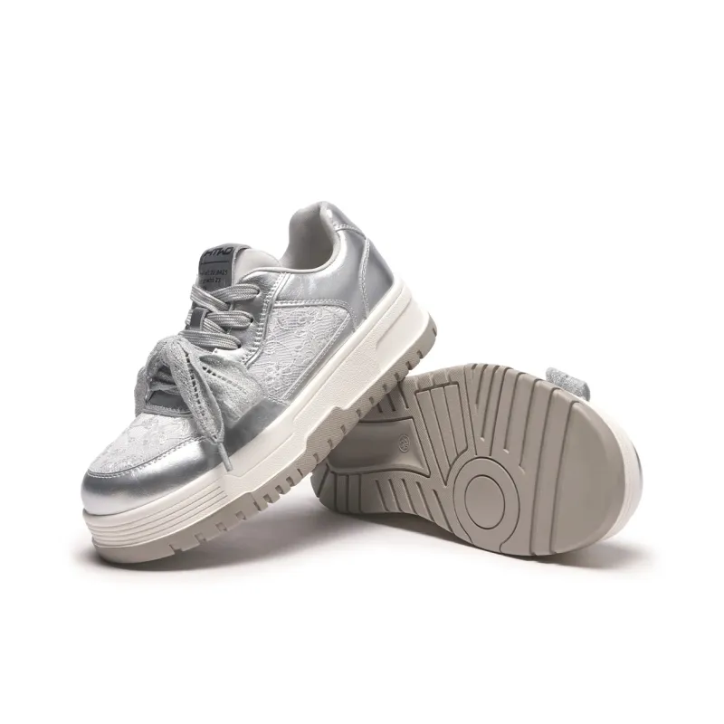 Hotwind Cream Lace Series Height Increasing Low Top Skateboard Shoes Women's-9