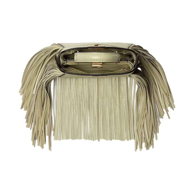 FENDI Peekaboo Nappa Soft Leather Shoulder Bag, Crossbody Bag, Handbag Extra Mini Women's Green-2