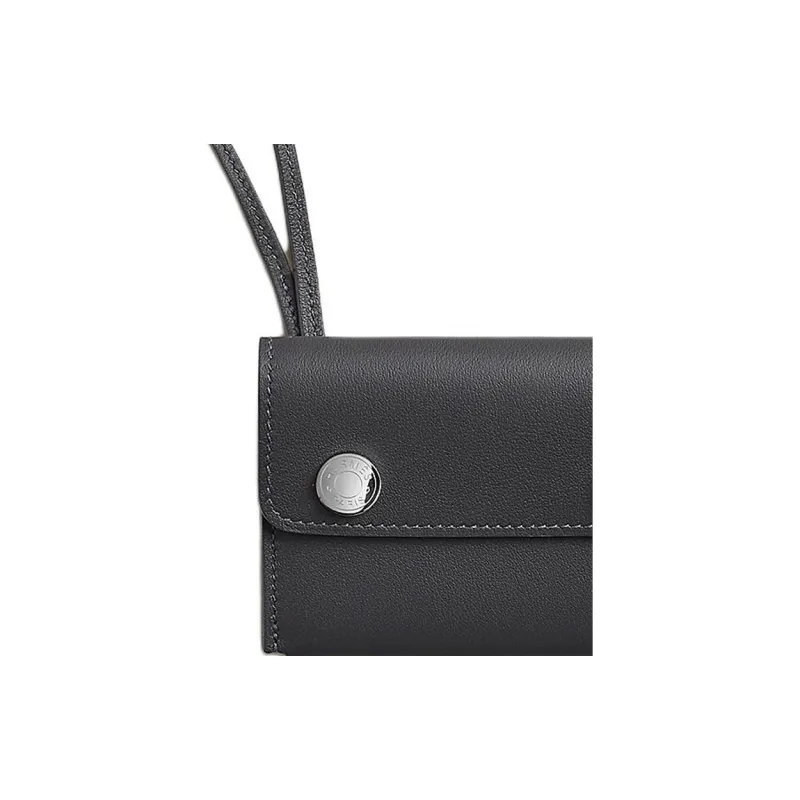 HERMES Hermèsnap Swift Leather Card Holder Women's 85 Ardoise Slate Gray-3