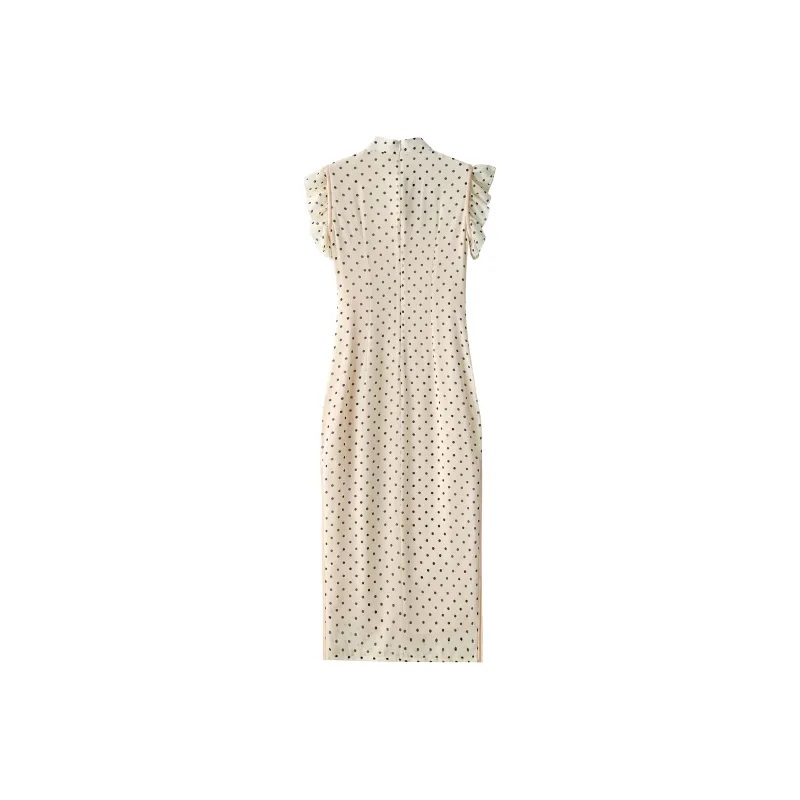 Korean Style Short Sleeved Dress Women's Beige-1