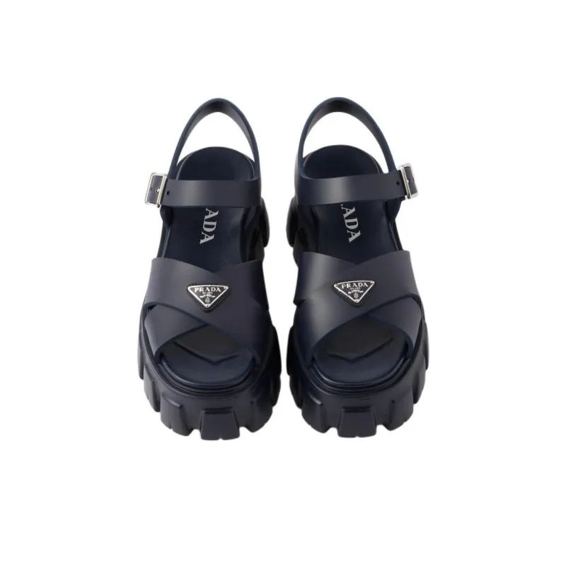 PRADA Monolith One Strap Sandals 5.5cm Women's Marine Blue-5