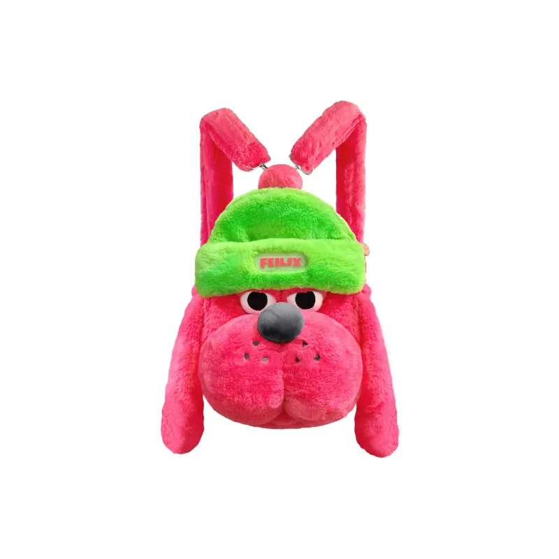 FEILIXDOGGY Faux Rabbit Fur Backpack Regular Women's Pink-0