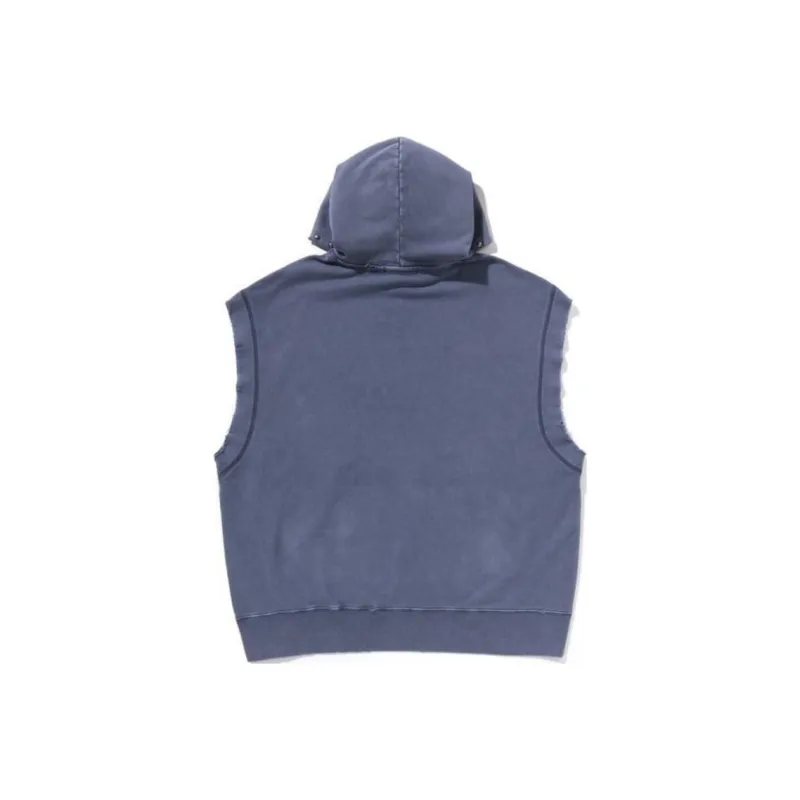 Bape Studded Garment Dye Logo Sleeveless Pullover Hoodie-1