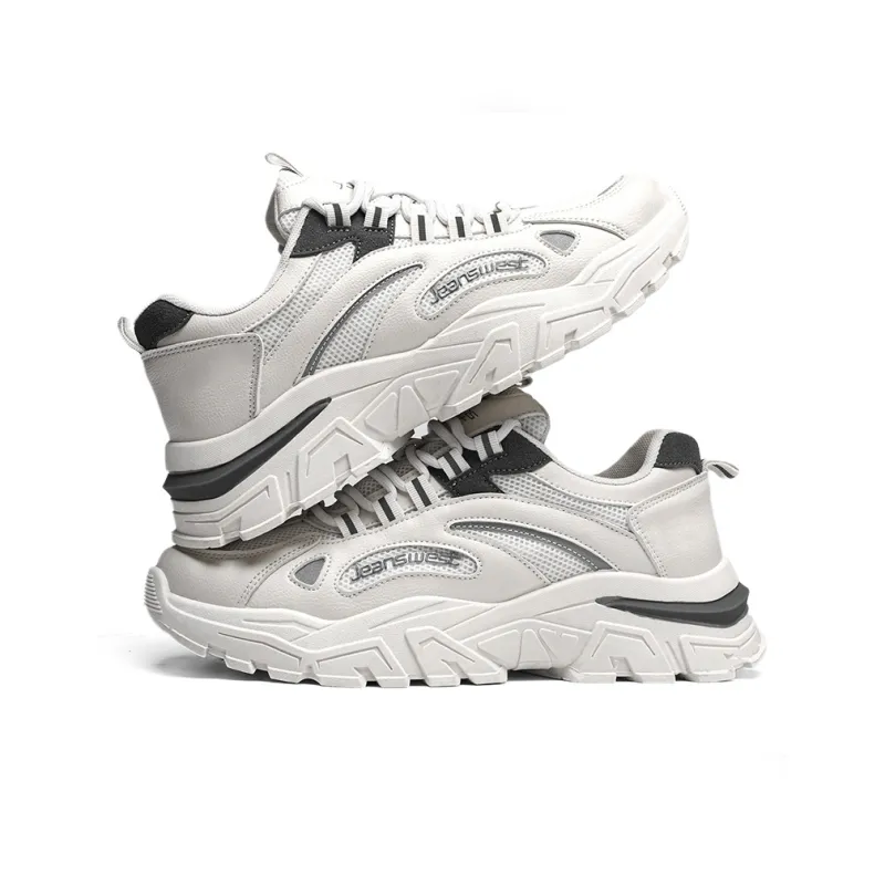 JEANSWEST Chunky Sneakers Unisex Low Top White-12