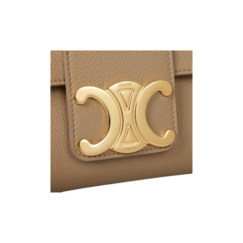 CELINE Victoire Calfskin Shoulder Bag Medium Size Women's Brown-5