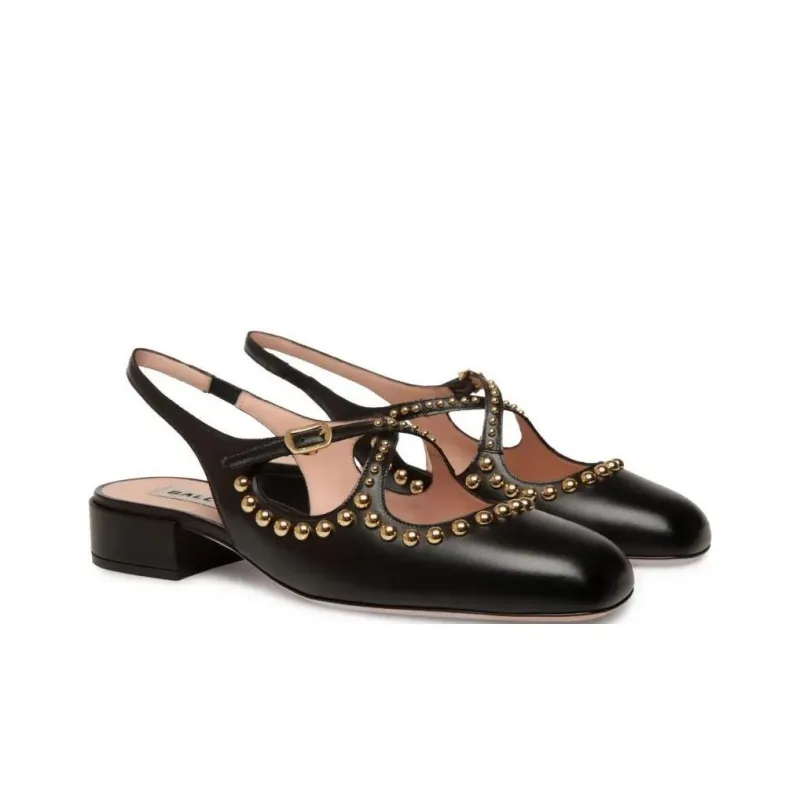 BALLY Ballyrina Chunky Heel High Heels 3cm Women's Umber-2