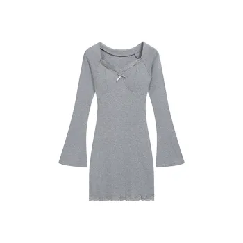 Long Sleeved Dress Women's Apricot Single Item